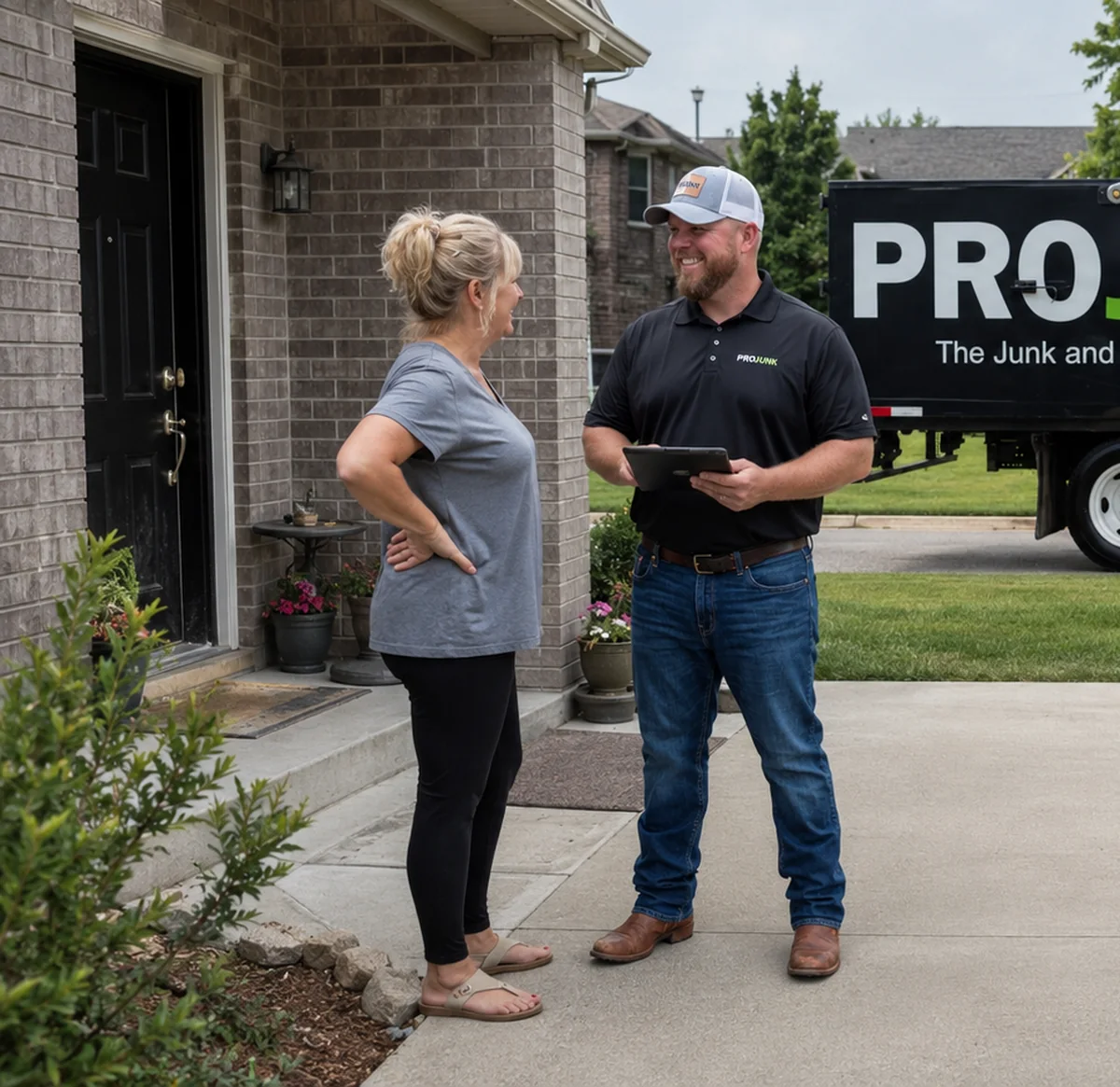 PROJUNK crew member with a customer in Eastwood, KY